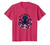 Ocean Intelligence Octopus Art Sea Life T-Shirt, Kids, Red Heather, 6 Years