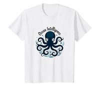 Ocean Intelligence Octopus Art Sea Life T-Shirt, Kids, White, 12 Years