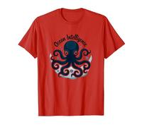 Ocean Intelligence Octopus Art Sea Life T-Shirt, Men, Red, S