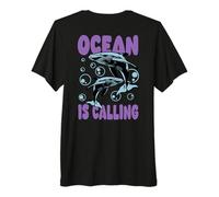 Ocean is Calling Humpback Whale Life Backprint Premium T-Shirt