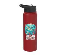 Ocean is My Happy Place Marine Turtle Design Stainless Steel Insulated Water Bottle