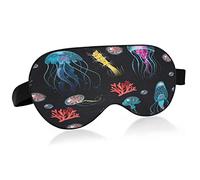 Ocean Jellyfish Corals Seaweed Breathable Sleeping Eyes Mask, Cool Feeling Eye Sleep Cover for Summer Rest, Elastic Contoured Blindfold for Women & Men Travel