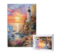 Ocean Jigsaw Puzzles for Adults 300 Lighthouse Puzzles for Adults Wooden, Funny/Difficult/Impossible/Challenging Decompression Games, As a Birthday for Women and Men ML-1250