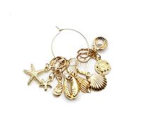Ocean Keychain For Women, Starfish Shell Clam Shrimp Claw Conch Pearl Ear Cuff Pendant Storage Gift Accessories, XL, Metal