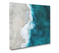 Ocean Kissing the Beach Canvas Print | Gallery Wrapped 30mm Frame Wall Art | 14x14 inches | Ready to Hang | Coastal Seascape Picture | Living Room Bedroom Lounge Office