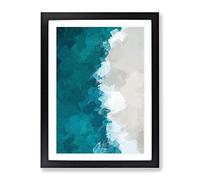Ocean Kissing The Beach In Abstract Modern Framed Print | A4 Black Framed Wall Art | Ready to Hang | Abstract Beach Picture | Living Room Bedroom Lounge Office