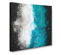 Ocean Kissing the Beach Paint Splash Canvas Print | Gallery Wrapped 30mm Frame Wall Art | 20x20 inches | Ready to Hang | Coastal Seascape Picture | Living Room Bedroom Lounge Office