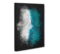Ocean Kissing The Beach Paint Splash Canvas Print | Gallery Wrapped 30mm Frame Wall Art | 30x20 inches | Ready to Hang | Modern Seascape Picture | Living Room Bedroom Lounge Office
