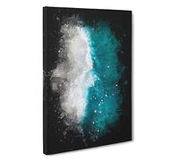 Ocean Kissing the Beach Paint Splash Canvas Print | Gallery Wrapped 30mm Frame Wall Art | 30x20 inches | Ready to Hang | Coastal Seascape Picture | Living Room Bedroom Lounge Office