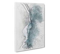 Ocean Kissing the Beach Sketch Canvas Print | Gallery Wrapped 30mm Frame Wall Art | 30x20 inches | Ready to Hang | Coastal Seascape Picture | Living Room Bedroom Lounge Office
