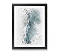 Ocean Kissing The Beach Sketch Modern Framed Print | A2 Black Framed Wall Art | Ready to Hang | Modern Beach Picture | Living Room Bedroom Lounge Office