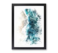 Ocean Kissing The Beach Watercolour Modern Framed Print | A4 Black Framed Wall Art | Ready to Hang | Modern Beach Picture | Living Room Bedroom Lounge Office