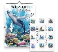 Ocean Life Calendar 2026, A4 Wall Calendar, Sea Animals and Marine Life, Monthly Format with UK & US Holidays, 21 x 29.7 cm, Whale Calendar, Dolphin, Sharks, Handmade, Sea Turtles, Penguins Calendars