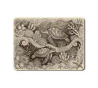 Ocean Life Dish Drying Mats for Kitchen Counter, Vintage Sea Turtle Absorbent Rubber Dish Drainer Mat, Summer Coastal Pu Leather Drying Pad Protector 18x24 Inch