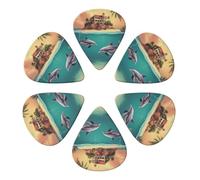 Ocean Life Island Dolphins Coral Guitar Picks 6 Pack Thin Medium Heavy Thickness Guitars Pick For Acoustic Electric Guitar Ukulele Bass 0.96mm