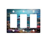 Ocean Life Light Switch Cover Plates/Outlet Covers, Vibrant Marine Colors for Coastal Decor, Thermoplastic Wall Plates, Standard Size 3 Gang Wall Plate