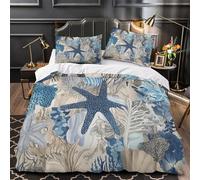 Ocean Life Pattern Duvet Cover 3D Print Premium 3 Pcs Bed Linen Hidden Zipper MarineDesign Comforter Cover Ultra Soft All Season for Kids Adults Women Teens Youth Girls Boys Single（135x200cm）