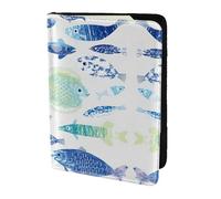 Ocean Life Printing Cowhide Passport Holder,Passport Cover,Travel Card Cover Case For Men Women,Documents Protector, Black, One Size