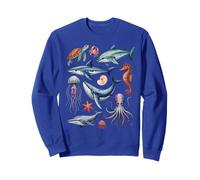 Ocean Life Sea Creatures Collage Kids Marine Animals Shark Sweatshirt