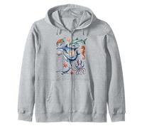 Ocean Life Sea Creatures Collage Kids Marine Animals Shark Zip Hoodie