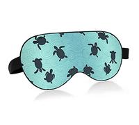 Ocean Life Sea Turtle Silhouettes On Turquoise Eye Masks Cover Blocks Light Sleep Mask Shade Cover Blindfold Relaxing Eyeshade Cover with Adjustable Head Strap for Men Women Kids