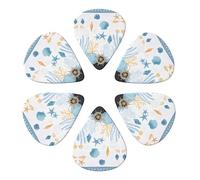 Ocean Life Seashell 6 Pack Guitar Picks With Case Colorful Guitar Plectrums Thin Medium Heavy Accessory For Acoustic Ukulele Bass