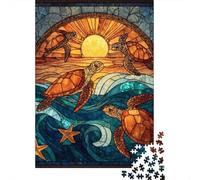 Ocean Life Stained Glass Jigsaw Puzzles Puzzle for Adults Kids. 1000 Pieces Great Gifts Challenge Toy Educational Games Home Decoration for Adults& Kids Age 14 Years Up 52x38cm/1000pcs