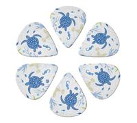 Ocean Life Turtle Seahorse Coral Guitar Picks 6 Pack Thin Medium Heavy Thickness Guitars Pick For Acoustic Electric Guitar Ukulele Bass 0.46mm