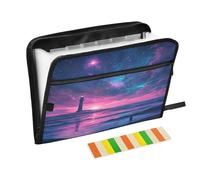 Ocean Lighthouse Black Accordion File Organizer Portable Expanding File Folder with Safe Zipper & Colorful Labels for A4 Papers Important Document Storage Letter Receipt
