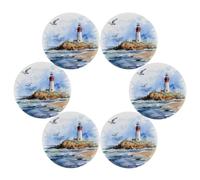 Ocean Lighthouse Round Placemats Set of 6, Seagull Nautical Place Mats for Plates Dishes Non-Slip Washable Table Mats for Home Kitchen Dining Table