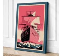 Ocean Liner in Motion Art Canvas Wall Art Print 24x16 Inch