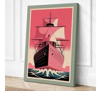 Ocean Liner in Motion Art Canvas Wall Art Print 30x20 Inch