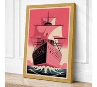 Ocean Liner in Motion Art Canvas Wall Art Print 36x24 Inch
