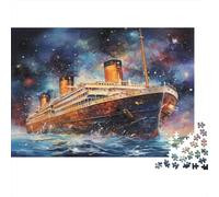 Ocean Liner-Vintage Maritime Painting 1000Pc Jigsaw Puzzle for Adults: Titanic Ship Impossible Hard Difficult & Educational Decompression 38x26cm/1000pcs