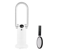 Ocean Loong Bladeless Tower Fan Heater and Cooler with HEPA Air Purifier - Remote Control Timer Oscillation & Tilt Head Thermostat for Home Bedroom Energy Efficient, 1500W AB01H (White)