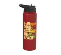 Ocean Lover Summer Break If in Doubt Visit the Beach Stainless Steel Insulated Water Bottle