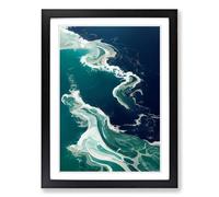 Ocean Marbling Framed Print | A2 Black Framed Wall Art | Ready to Hang | Modern Nautical Picture | Living Room Bedroom Lounge Office