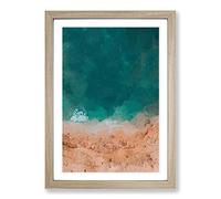 Ocean Meets The Sand in Abstract Framed Print | A2 Oak Framed Wall Art | Ready to Hang | Abstract Nautical Picture | Living Room Bedroom Lounge Office