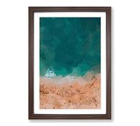 Ocean Meets The Sand in Abstract Framed Print | A2 Walnut Framed Wall Art | Ready to Hang | Abstract Nautical Picture | Living Room Bedroom Lounge Office