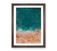 Ocean Meets The Sand In Abstract Modern Framed Print | A4 Walnut Framed Wall Art | Ready to Hang | Abstract Nautical Picture | Living Room Bedroom Lounge Office