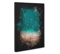 Ocean Meets the Sand Paint Splash Canvas Print | Gallery Wrapped 30mm Frame Wall Art | 30x20 inches | Ready to Hang | Coastal Seascape Picture | Living Room Bedroom Lounge Office