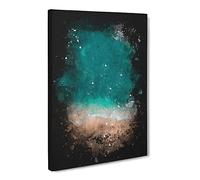 Ocean Meets The Sand Paint Splash Canvas Print | Gallery Wrapped 30mm Frame Wall Art | 30x20 inches | Ready to Hang | Modern Seascape Picture | Living Room Bedroom Lounge Office