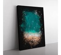 Ocean Meets The Sand Paint Splash Modern Canvas Wall Art Print Ready to Hang, Framed Picture for Living Room Bedroom Home Office Décor, 60x40 cm (24x16 Inch)