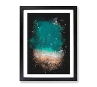 Ocean Meets The Sand Paint Splash Modern Framed Print | A4 Black Framed Wall Art | Ready to Hang | Modern Nautical Picture | Living Room Bedroom Lounge Office