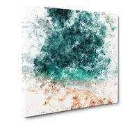 Ocean Meets the Sand Watercolour Canvas Print | Gallery Wrapped 30mm Frame Wall Art | 14x14 inches | Ready to Hang | Coastal Seascape Picture | Living Room Bedroom Lounge Office
