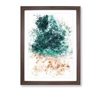 Ocean Meets The Sand Watercolour Modern Framed Print | A3 Walnut Framed Wall Art | Ready to Hang | Modern Nautical Picture | Living Room Bedroom Lounge Office