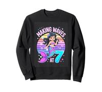 Ocean Mermaid Making Waves At 7 Birthday Girl Sweatshirt
