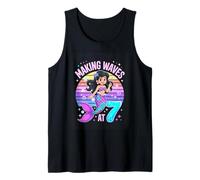 Ocean Mermaid Making Waves At 7 Birthday Girl Tank Top