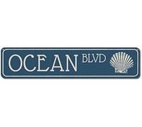 Ocean Metal Tin Sign Drive Way Road Street Man Cave Wall Decor Sign 4" x 16"