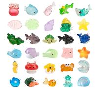 Ocean Mini Resin Animals, 30 Styles Tiny Sea Resin Animals Figurines Miniature Little Small Plastic Animal Figures Bulk for Garden Micro Landscape DIY Fish Tank Aquarium Potted Dollhouse Decor